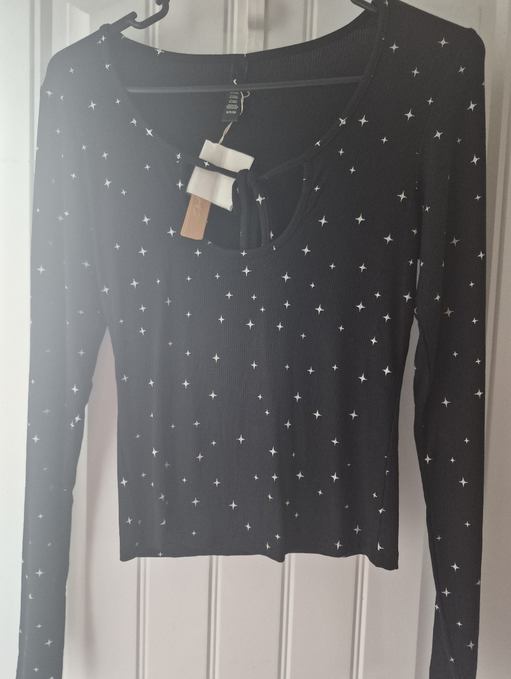 Skims Black Star-Print Long Sleeve Sz S